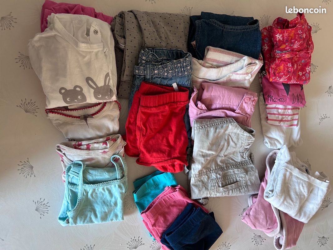 Lot vêtements fille 12 mois (21 pièces) / printemps-été (image 1)