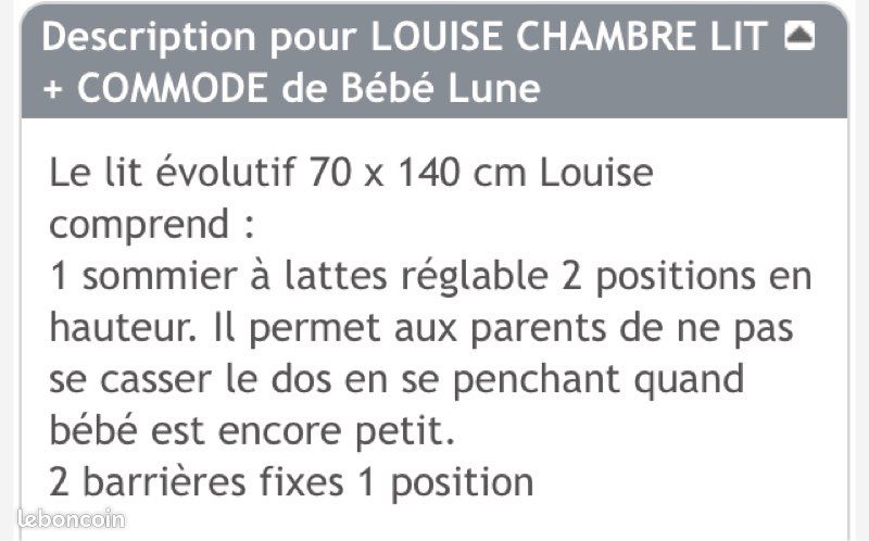 Lit bébé évolutif avec mattelas (image 3)
