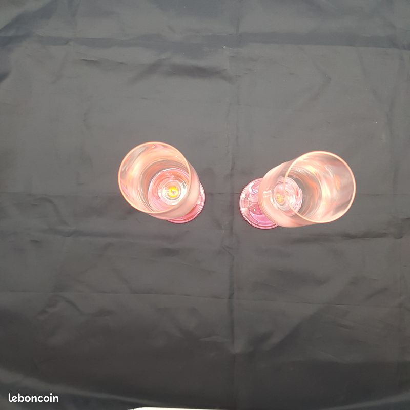 Lot de 2 flûtes à champagne cristal pied rose (image 4)