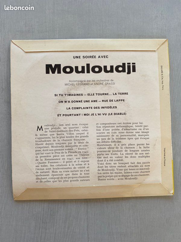 Vinyle Une soirée avec Mouloudji (image 2)