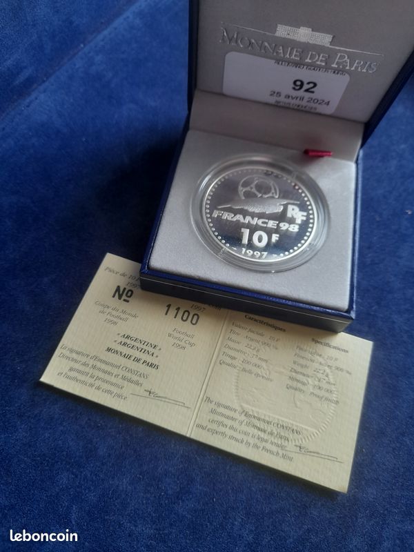 Pièce Argent – Sahara Occidental – Coupe Du Monde 1998 – Monnaie De Collection