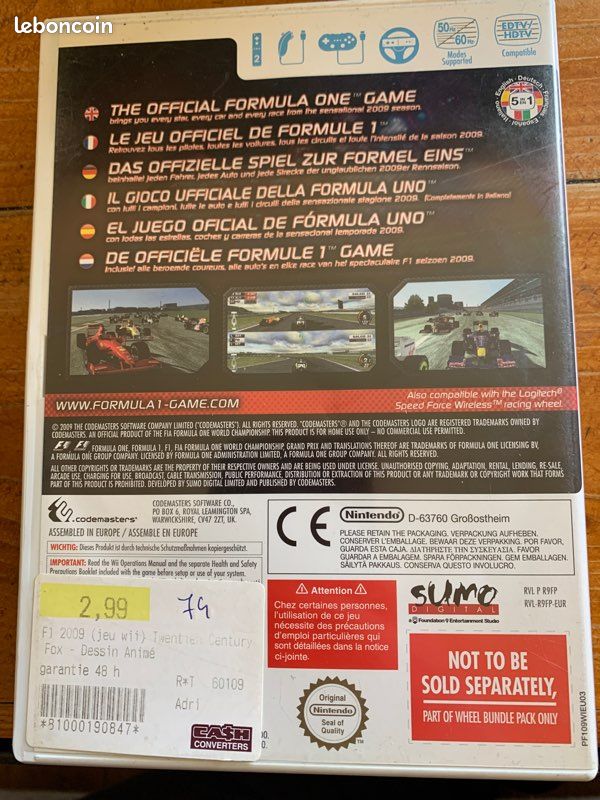 Jeux wii F1 2009 Jeux vidéo