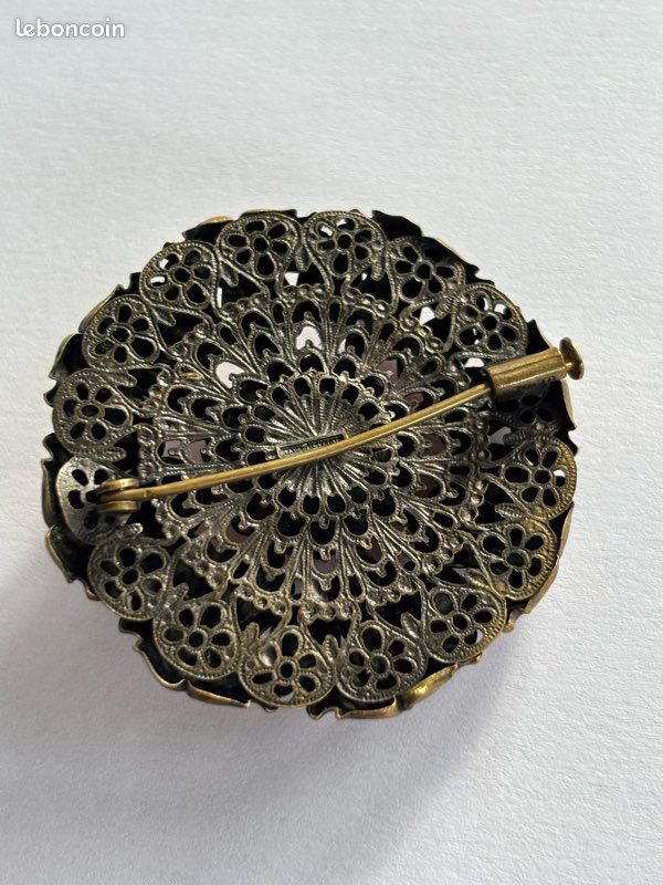 Broche vintage Art déco, France, pâte émaillée en verre, argent, broches - France