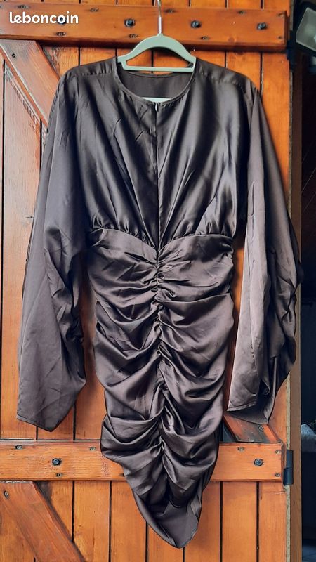 Magifque Robe satin marron ,Prettylittlething, taille XS/34 (lisa2163/lisa2163-femme34) (image 7)