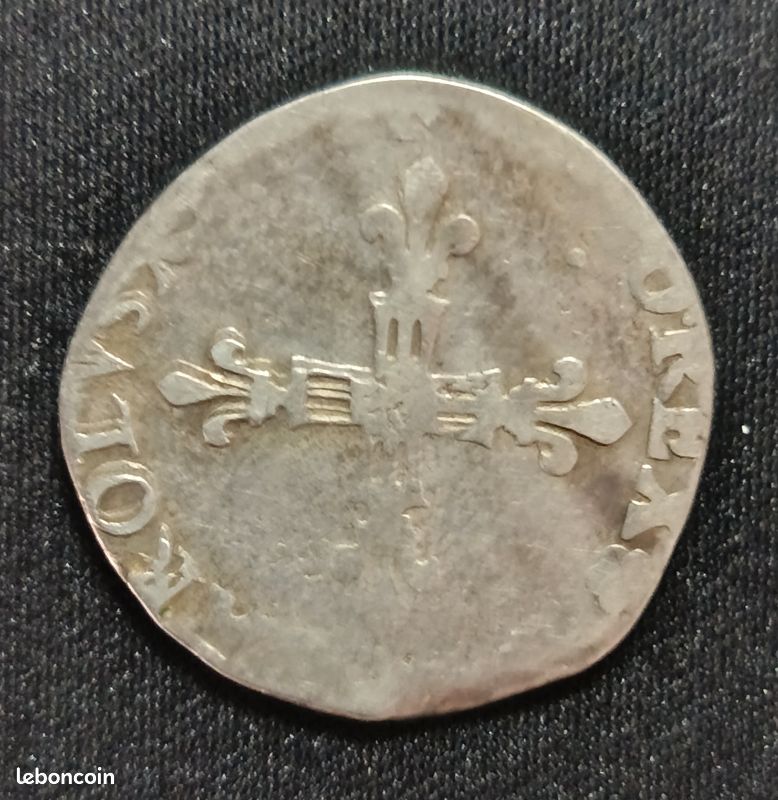 Quart d’écu Charles X Cardinal de Bourbon – Rouen B – XVIe siècle – Argent (image 2)