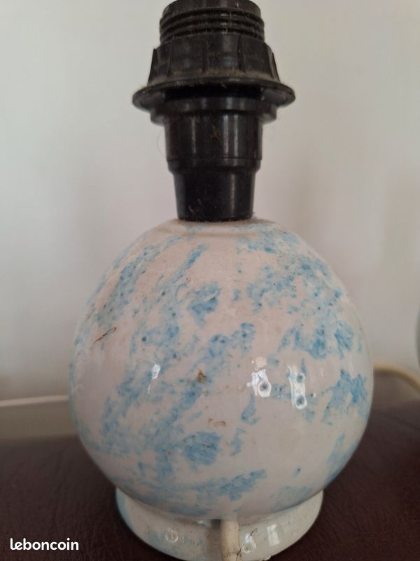 Paire de pieds petites lampes de chevet en céramique bleue (image 3)