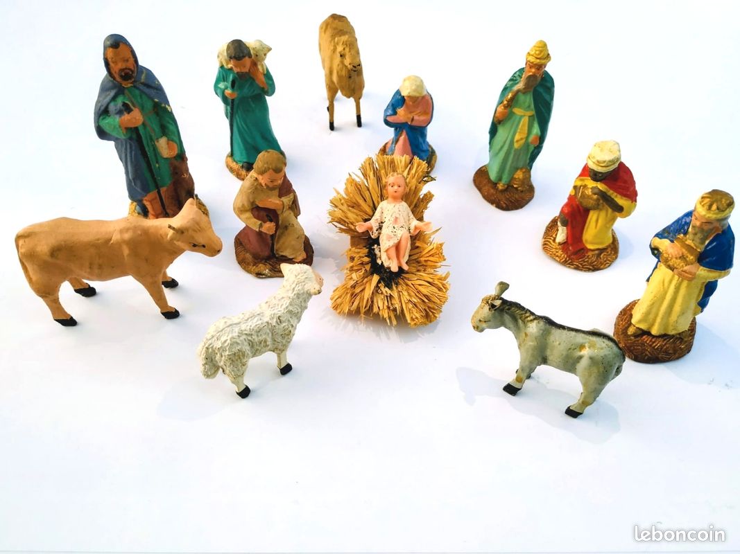 LOT DE 10 santons de crèche anciens, Devineau ou autre EUR 50,00