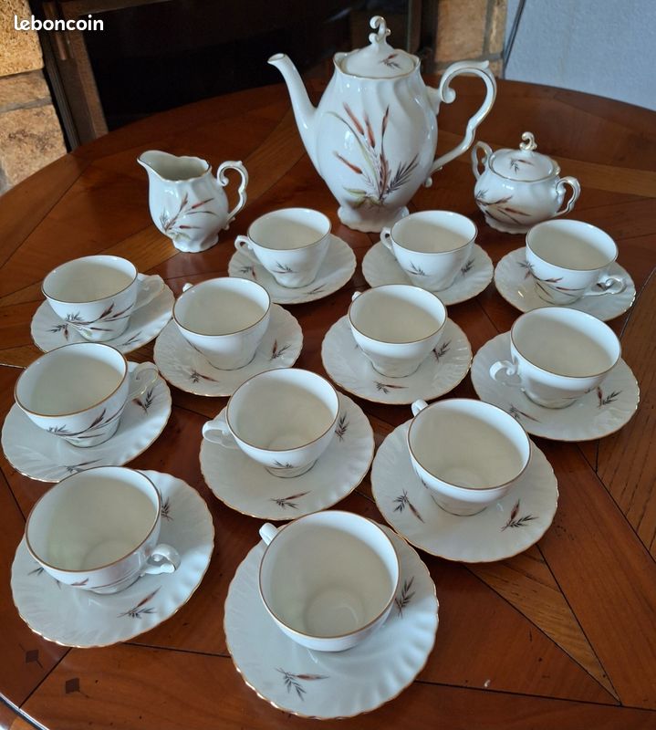 Vaisselle Service à Café 6 Pers. Porcelaine Tasses Style Maison de Campagne