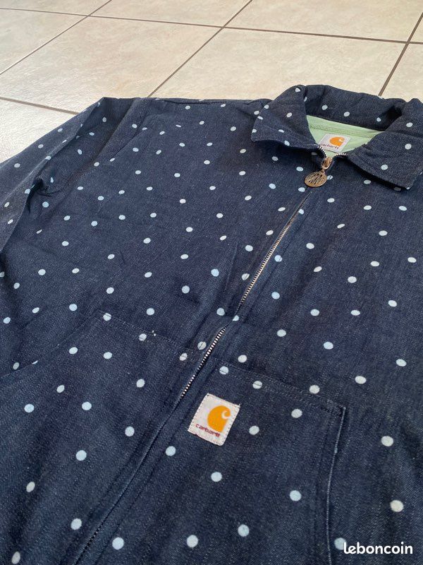 Veste Carhartt Reworked type Harrington couleur bleu marine logo