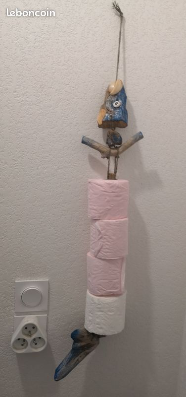 Porte-papier WC Poisson décoratif en bois flotté fait main (image 1)