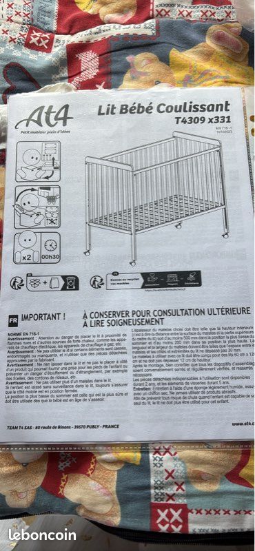Lit bébé , 3 niveaux , côté coulissant (image 6)