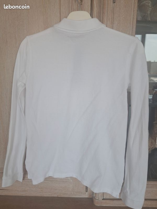 Polo blanc t-shirt manche longue garçon 14 ans Monoprix coton bio NEUF (image 2)