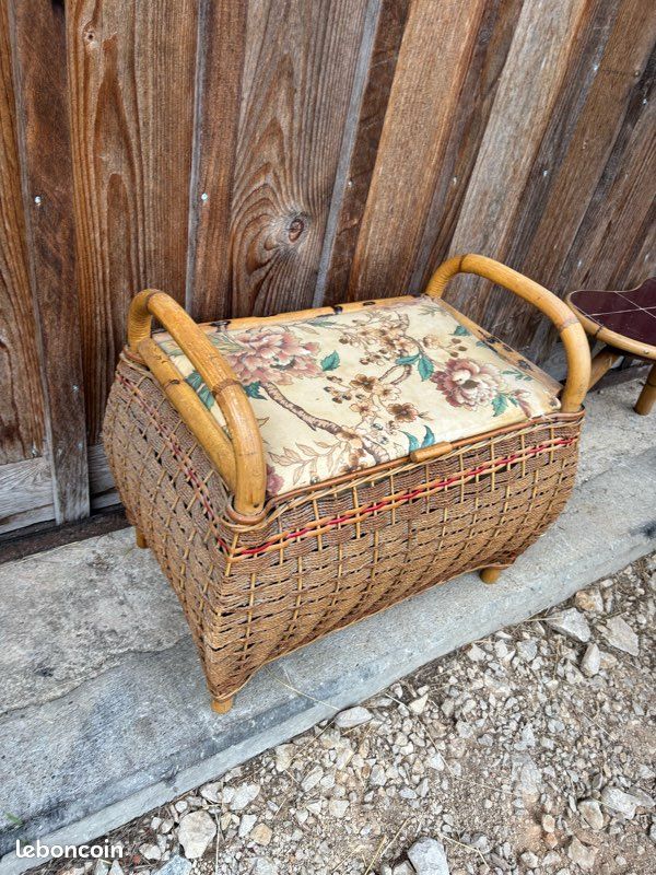 Ancien coffre bambou siège (image 3)