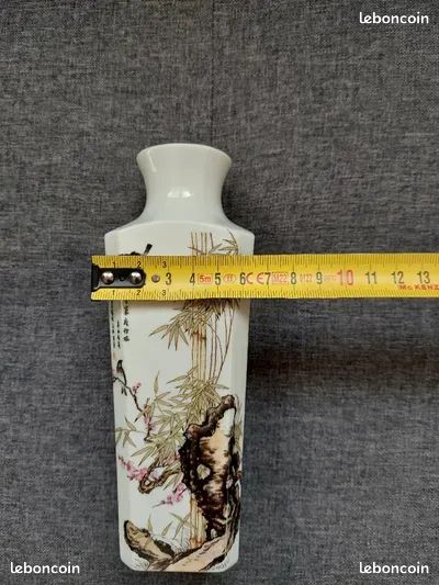 Superbe vase en porcelaine carré décor chinois tbe vintage 1980 (image 7)