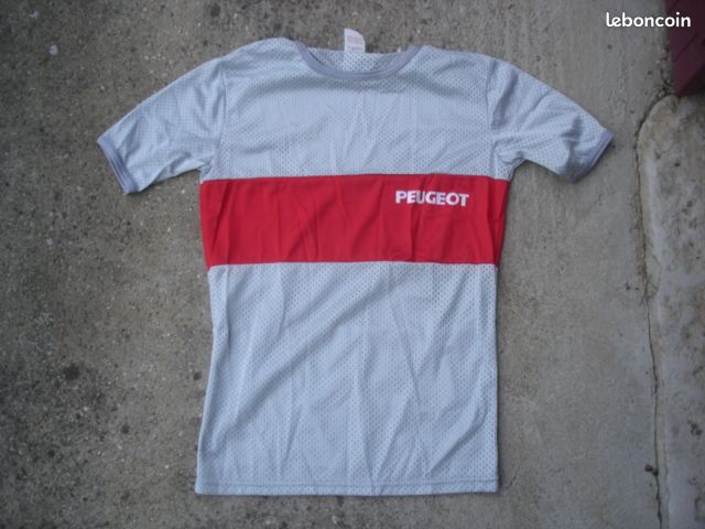 Maillot Cycliste PEUGEOT Vintage Années 70 - Rouge Damier Taille M En Acrylique