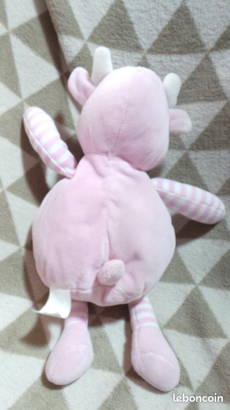 Doudou Peluche vache rose musicale 35 cm Jeux Jouets