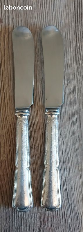 Couteau à Beurre Uniplat - Métal Argenté - Manche Plaqué Argent - Occasion