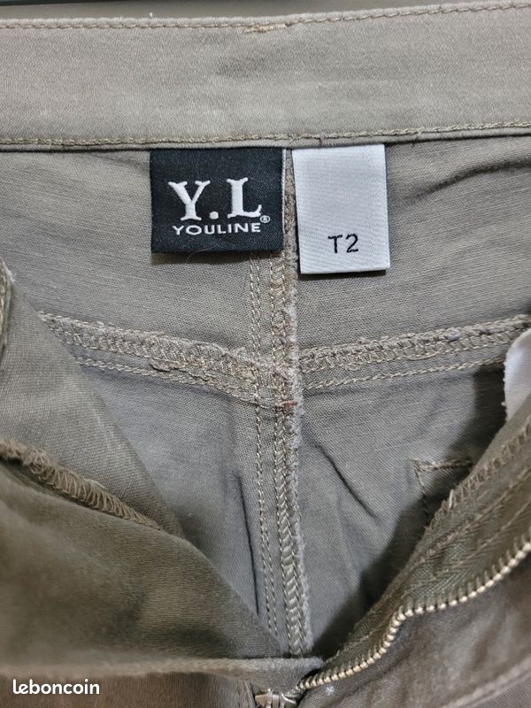 Pantalon femme kaki clair T2 (image 5)