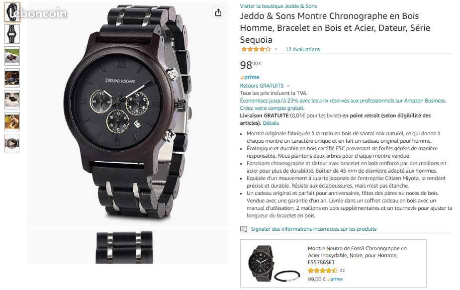 Jeddo & Sons Montre Chronographe en Bois et Acier (image 7)