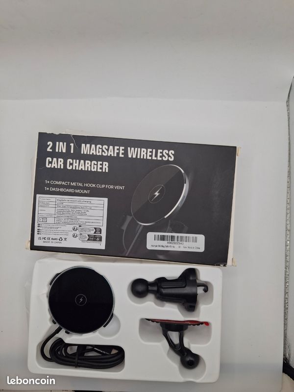 Support Voiture Magsafe Chargeur Sans Fil Pour IPhone 12 13 14 - Clip à Ventilation Noir