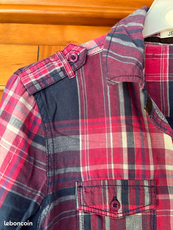Chemise à carreaux bleu et rose Jennyfer (image 3)