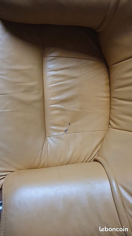 Canapé cuir jaune + 1 fauteuil (image 6)