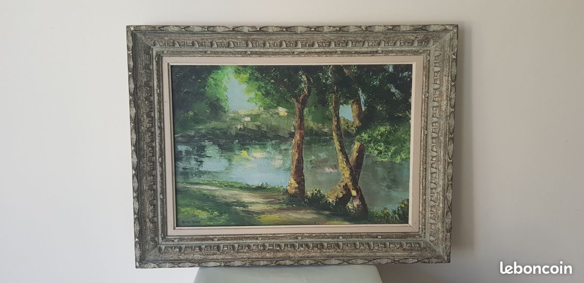 Peinture sur toile René Latour encadré 1950 (image 1)