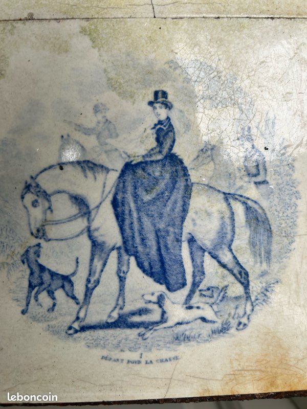 Petite table en fer forgé et ses carreaux de faïence d’époque (image 6)