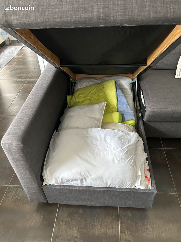 Canapé d’angle IKEA gris convertible et avec rangement (image 3)
