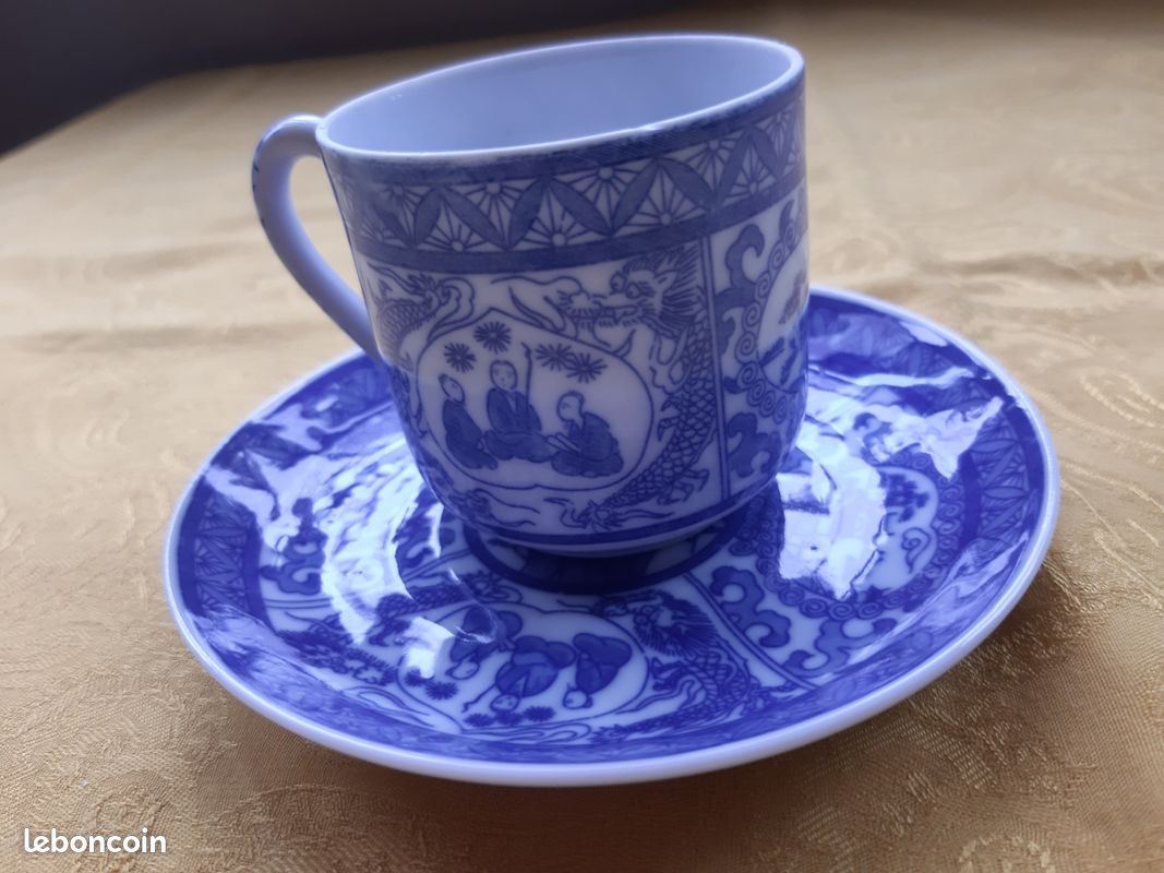 Tasse à thé avec soucoupe porcelaine asiatique (image 7)