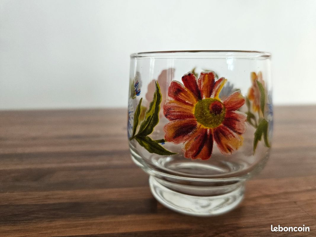 8 verres à eau fumés ambrés Arcoroc vintage 1980 transparent épis de