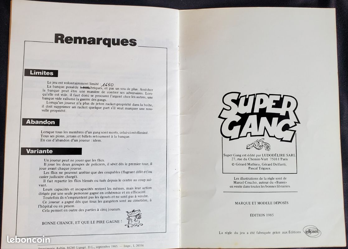 Supergang 1985 Ludodelire – Jeu De Société Ultra-rare Et Vintage, état Neuf