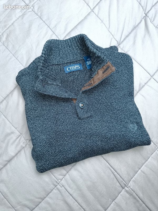 CHAPS Pull à col rond en coton coupe classique pour homme