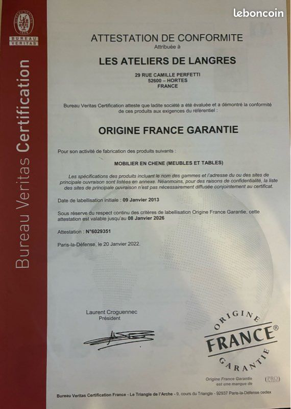 Table chêne véritable Seron marque française (image 7)