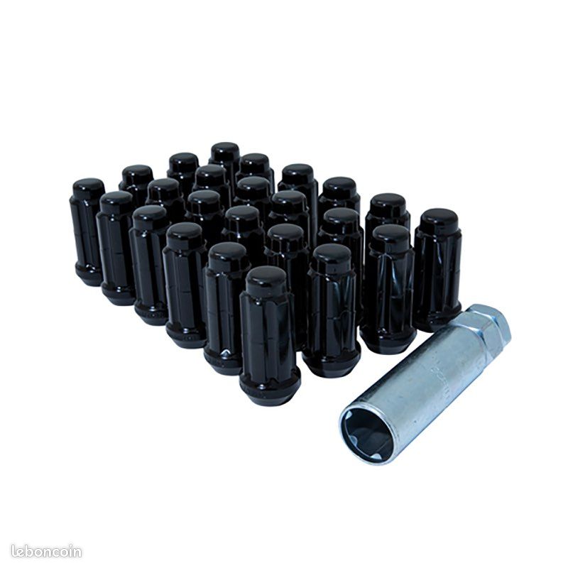 Jeu De 24 écrous à Crampons Acier Noir M14x1.5 - Hauteur 1,8 Pouces - Filetage Droit - Pour Roues