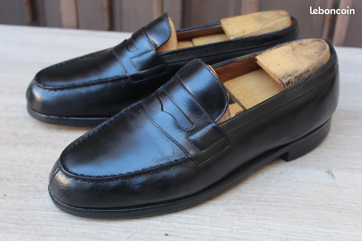 Mocassins JM Weston 180 En Daim Noir - Taille 41 (7C), Occasion Très Bon état