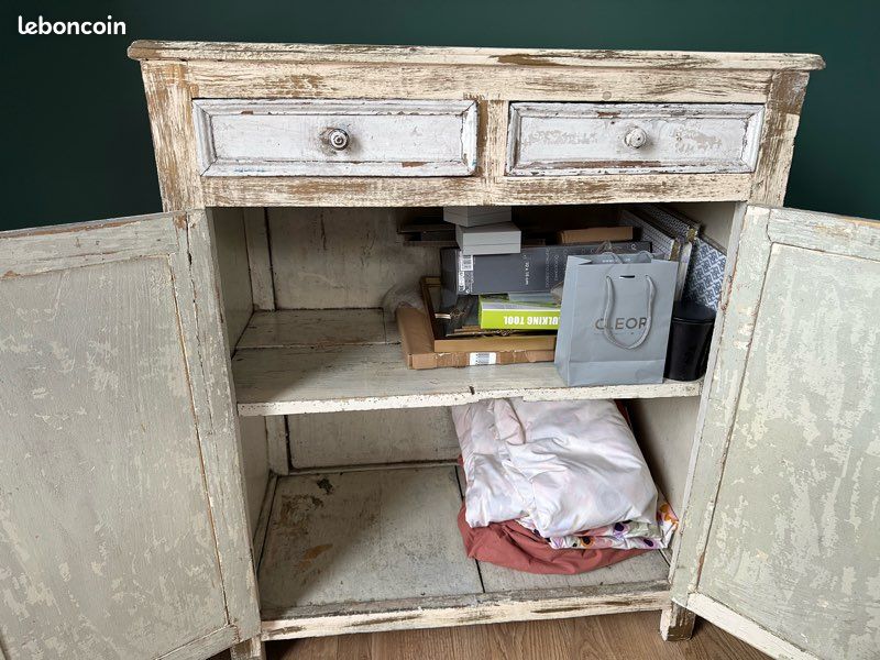 Meuble parisien vintage buffet étroit patiné (image 7)