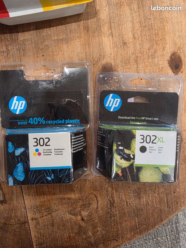 Lot 2 cartouches HP 302 + 302 XL – NEUVES dans leur emballage (image 1)