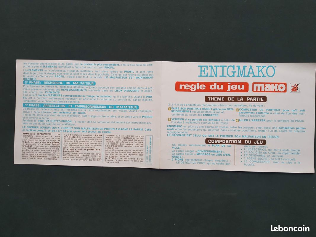 Jeu De Société Vintage Enigmako (Mako) - Incomplet, Pour Pièces Ou Collection - Occasion