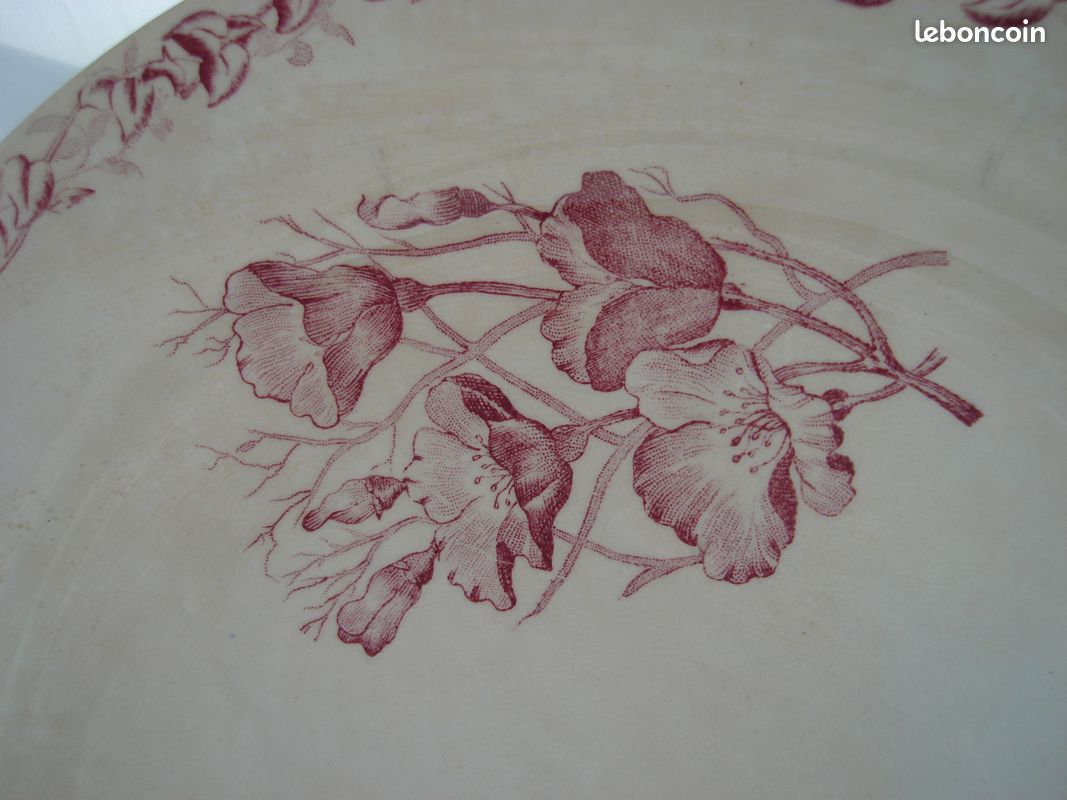 Ancien plat de service Terre de fer Onnaing- modèle Fleurs jetées (image 4)