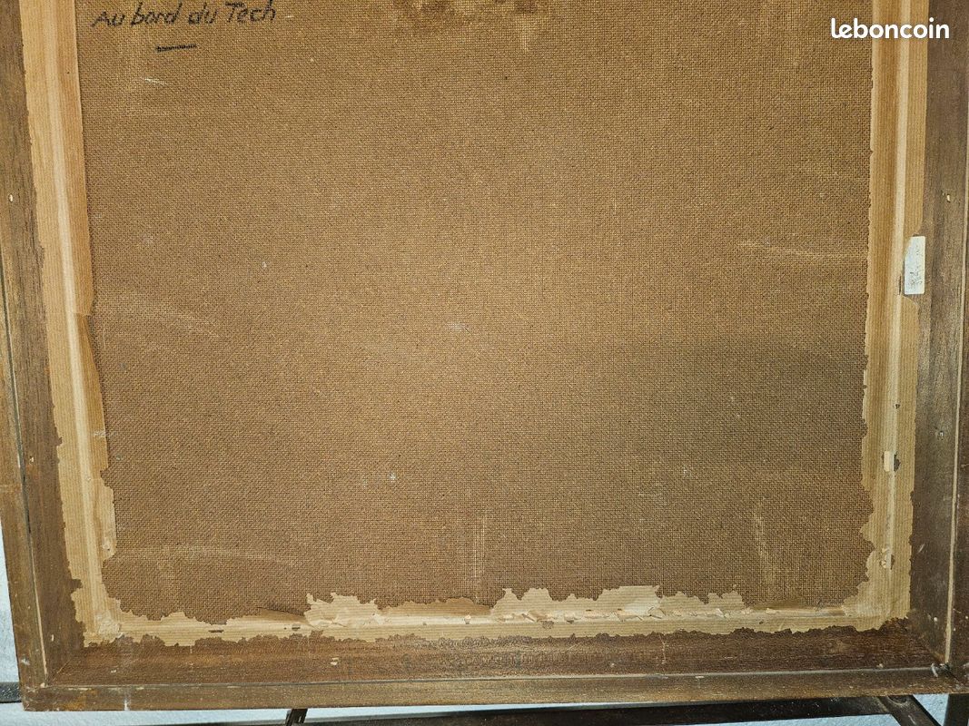 Tableau ancien cérét le tech le boulou vallespir 58x68cm signature a identifier (image 3)
