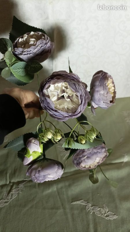 Branche pivoines artificielles shabby chic romantique 30 cm déco mariage (image 1)