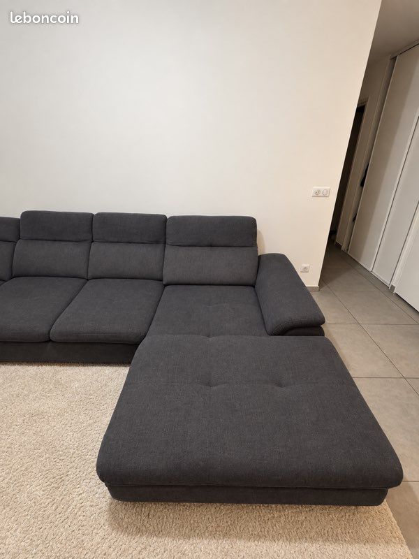 Canapé panoramique en U gris anthracite – convertible (image 2)
