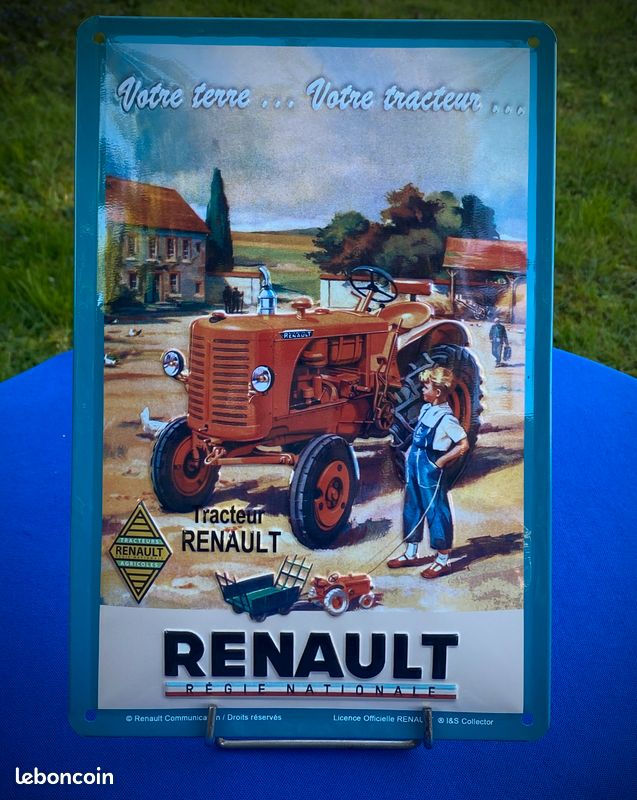 Plaque en métal TRACTEUR RENAULT - Décoration