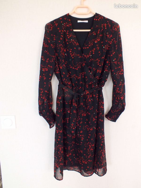 Robe Noire Camaïeu - Taille 36, Coton/polyester, Sans Manches, Occasion Très Bon état
