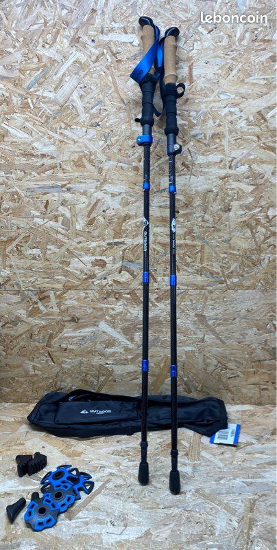 Lot De 2 Bâtons De Randonnée Pliables DOBESTS - Verrouillage Rapide, Noir Premium, Idéal Trekking