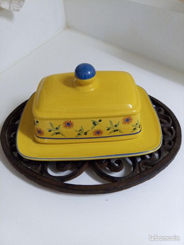 Beurrier En Céramique Vintage Olive / Marron - Porcelaine Générique