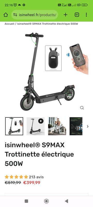 isinwheel® S9MAX Trottinette électrique 500W