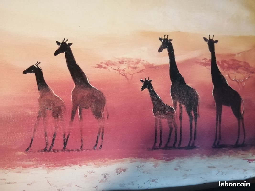 Tableau Tulup Sur Verre Trempé - Girafes Dans La Savane - 100x50 Cm - Neuf