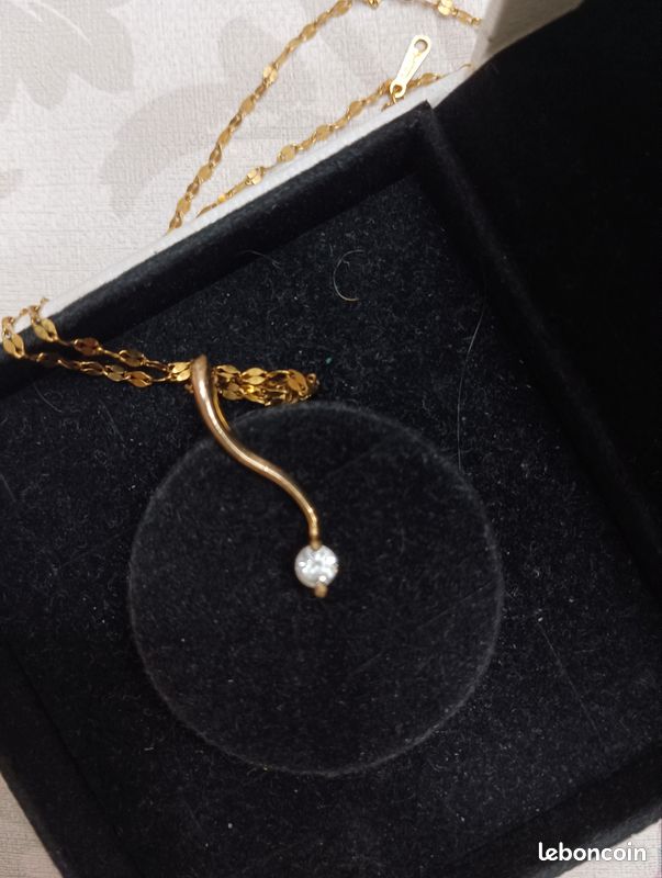 Pendentif plaqué or poinçonné avec zircon (image 8)